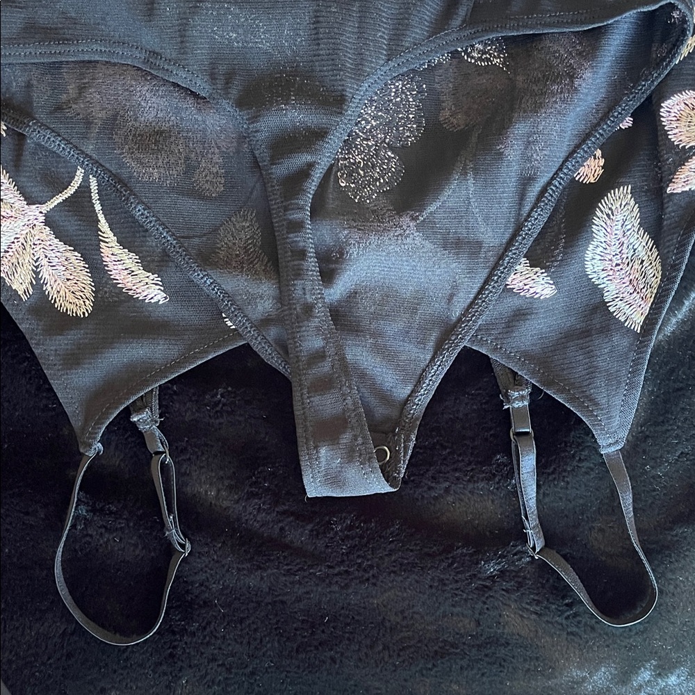 Express Black Bodysuit with Pink and Silver Embroidery - Picture 3 of 3